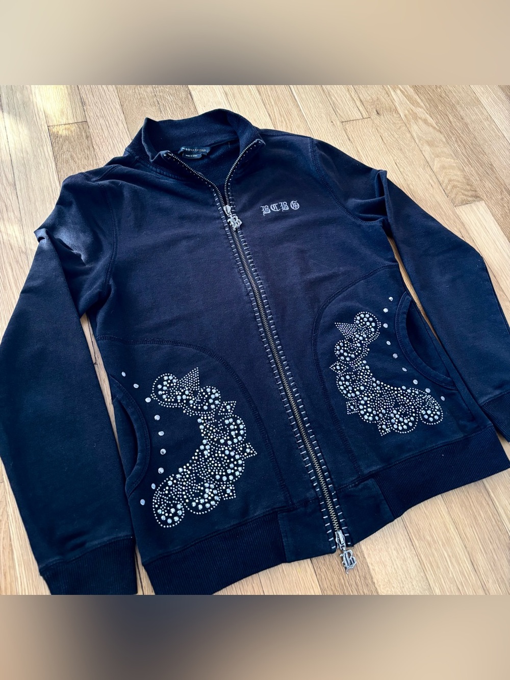 Vintage BCBG Maxazria Jacket Embellished Full Zip Y2K 2000s Medium